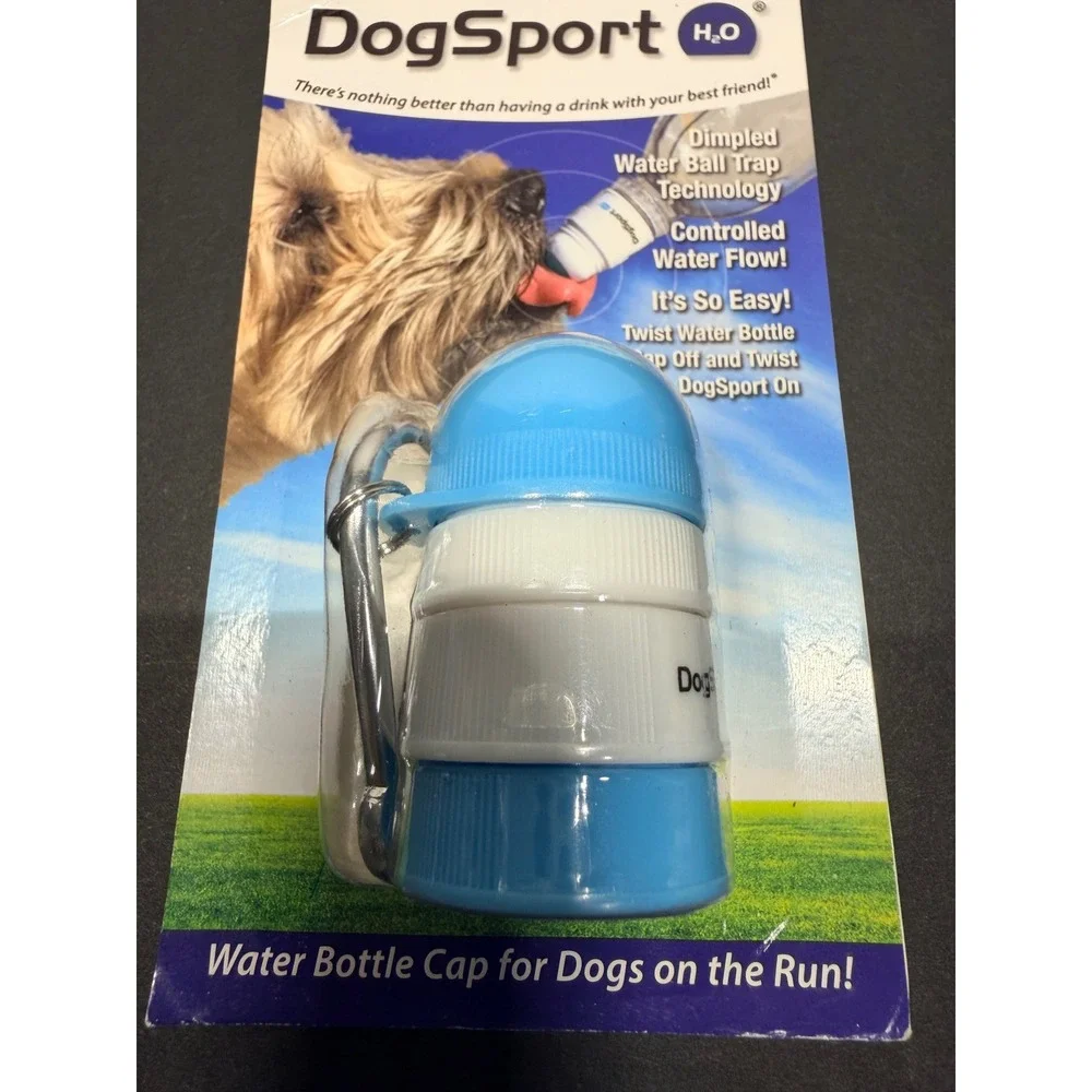 DogSport H2O Water Bottle Cap for Dogs Portable Travel Roller Ball Blue White